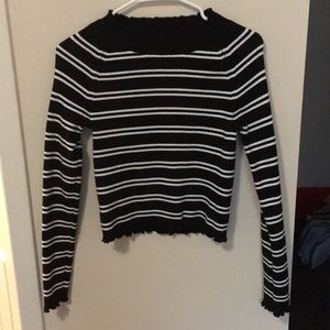 Black and white stripped tight long sleeve